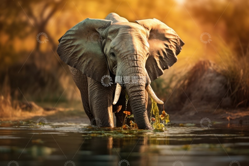 高清大图下载【趣麦麦图】河水的一头大象