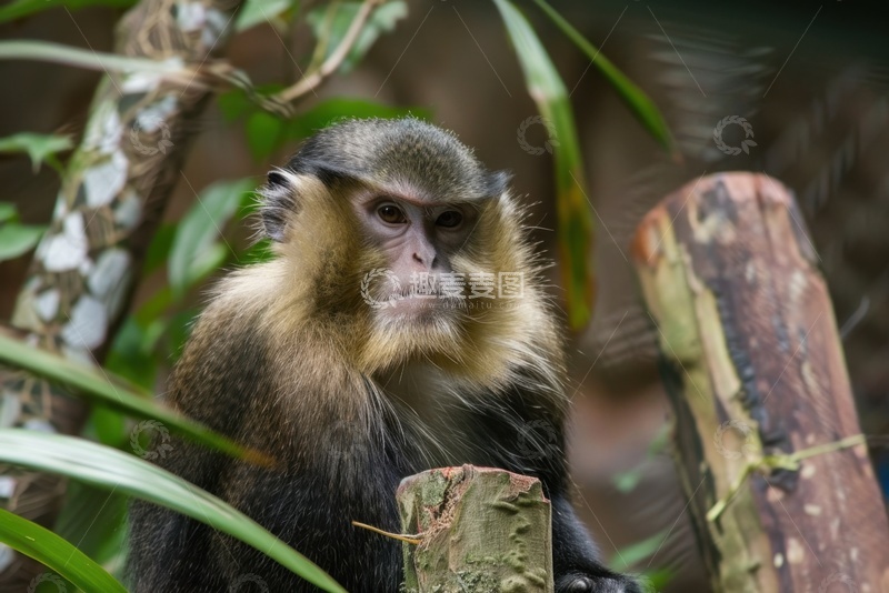 高清大图下载【趣麦麦图】站在树桩里的猴子