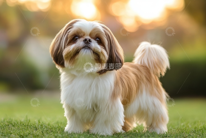 高清大图下载【趣麦麦图】草坪上站立的一只小狗
