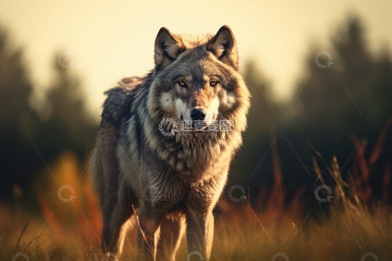 高清大图下载【趣麦麦图】草原上的一匹狼1