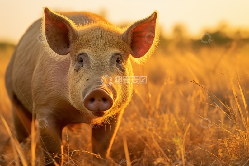高清大图下载【趣麦麦图】荒野里的一只小猪