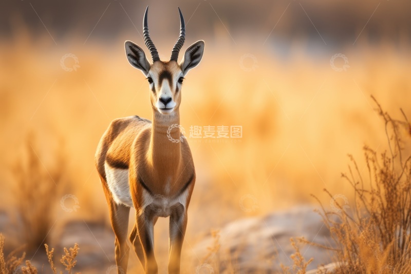 高清大图下载【趣麦麦图】荒原里行走的羚羊