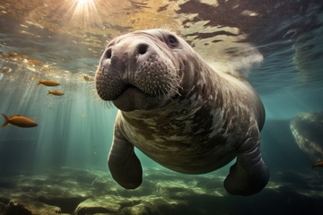 潜水的一只河马