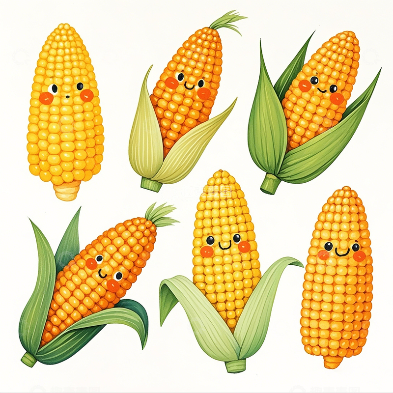 高清大图下载【趣麦麦图】卡通手绘可爱玉米素材