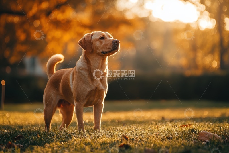 高清大图下载【趣麦麦图】草地上站立的一条大型犬