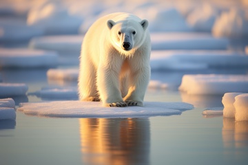 站在冰川上的北极熊