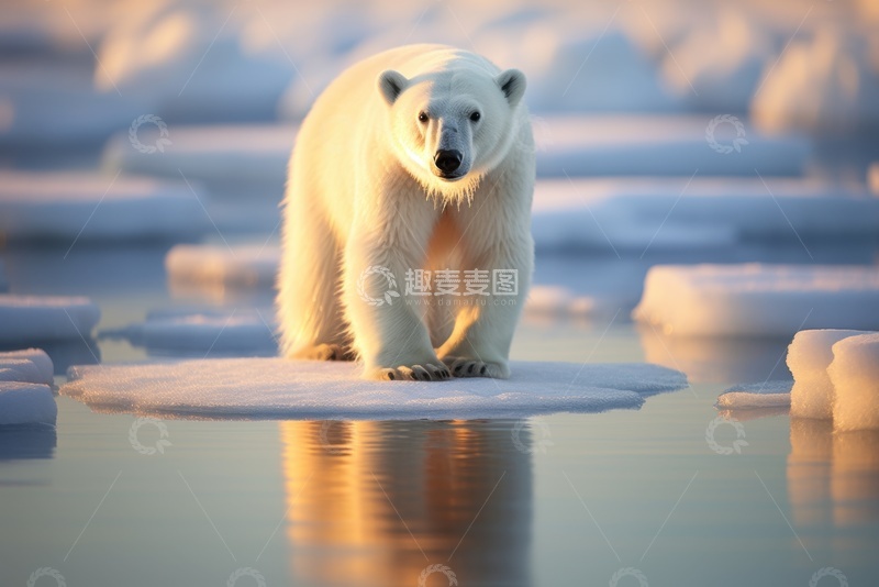 高清大图下载【趣麦麦图】站在冰川上的北极熊