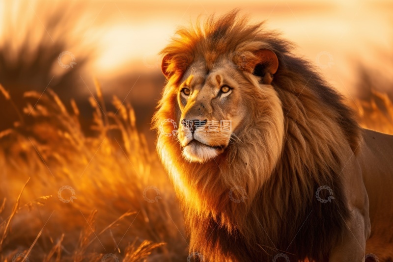 高清大图下载【趣麦麦图】草原上的一头狮子