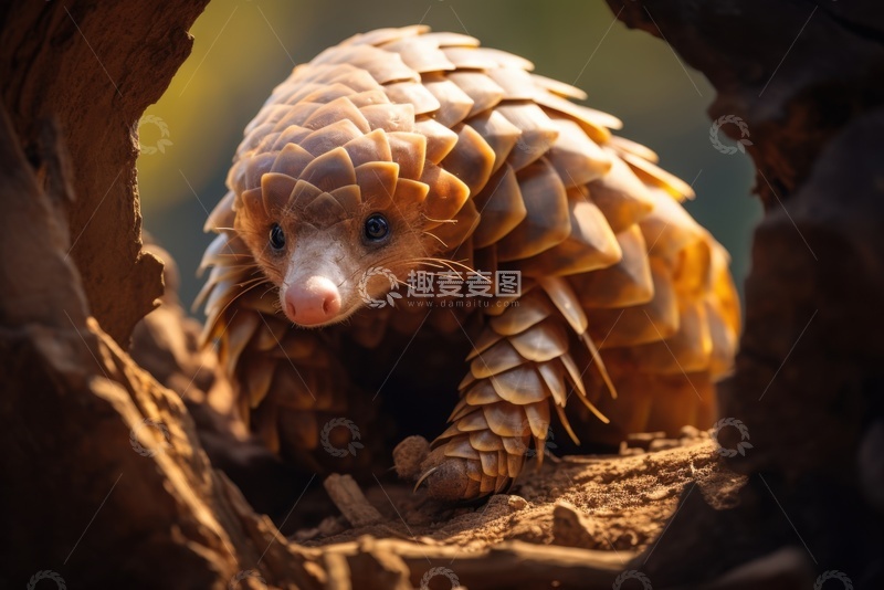 高清大图下载【趣麦麦图】洞穴里的穿山甲