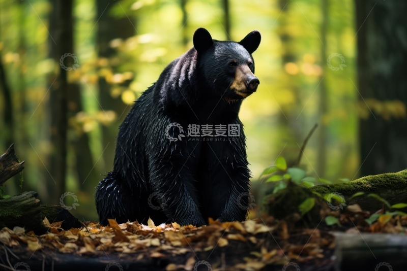 高清大图下载【趣麦麦图】树林里的一头黑熊