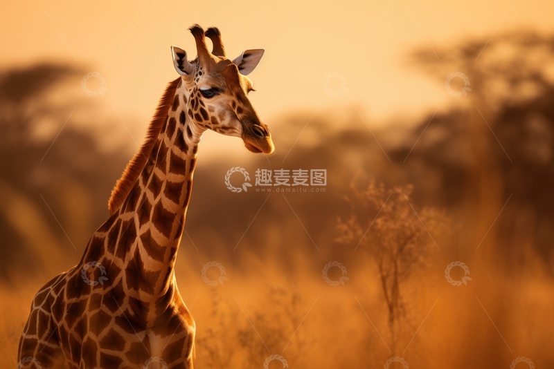 高清大图下载【趣麦麦图】荒野里的长颈鹿