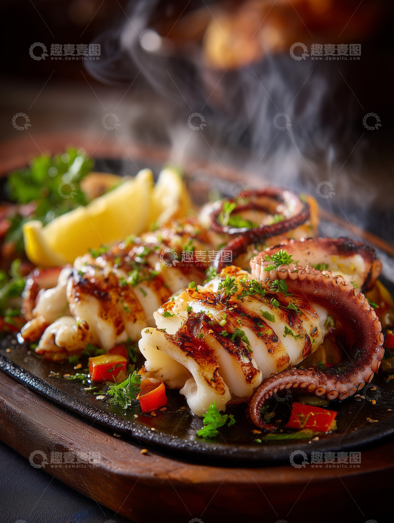 高清大图下载【趣麦麦图】美味铁板鱿鱼摄影图34