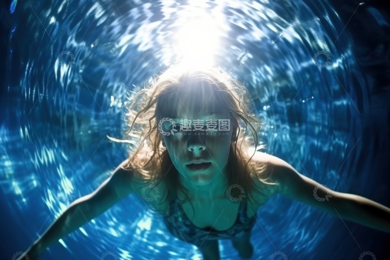 高清大图下载【趣麦麦图】潜泳的一位女性