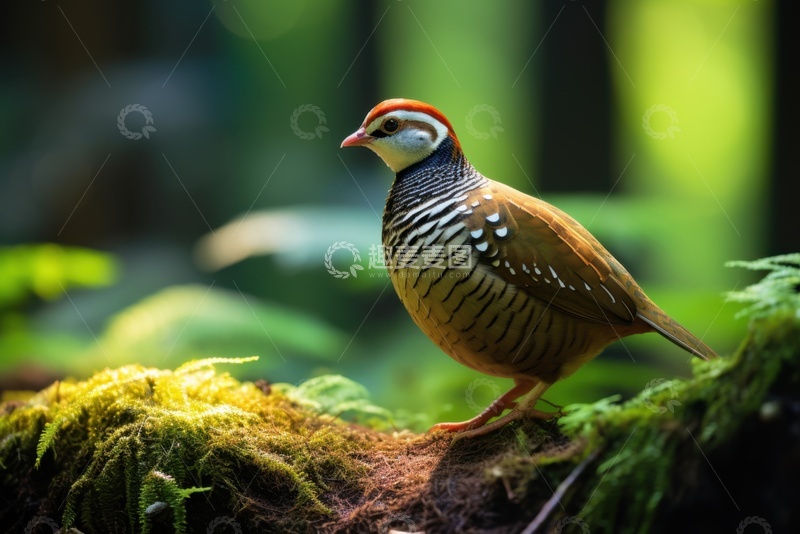 高清大图下载【趣麦麦图】森林里的一只花毛鸟