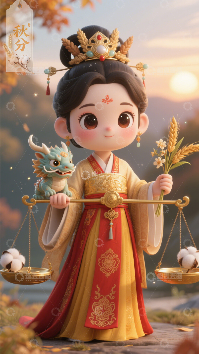 高清大图下载【趣麦麦图】二十四节气古风卡通萌趣女孩可爱清新16