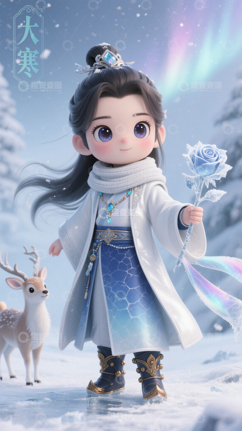 高清大图下载【趣麦麦图】二十四节气古风卡通萌趣女孩可爱清新17