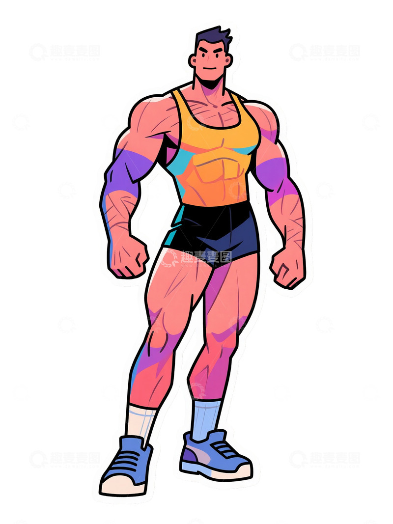 高清大图下载【趣麦麦图】健身的漫画人物3