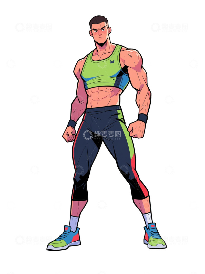 高清大图下载【趣麦麦图】健身的漫画人物7