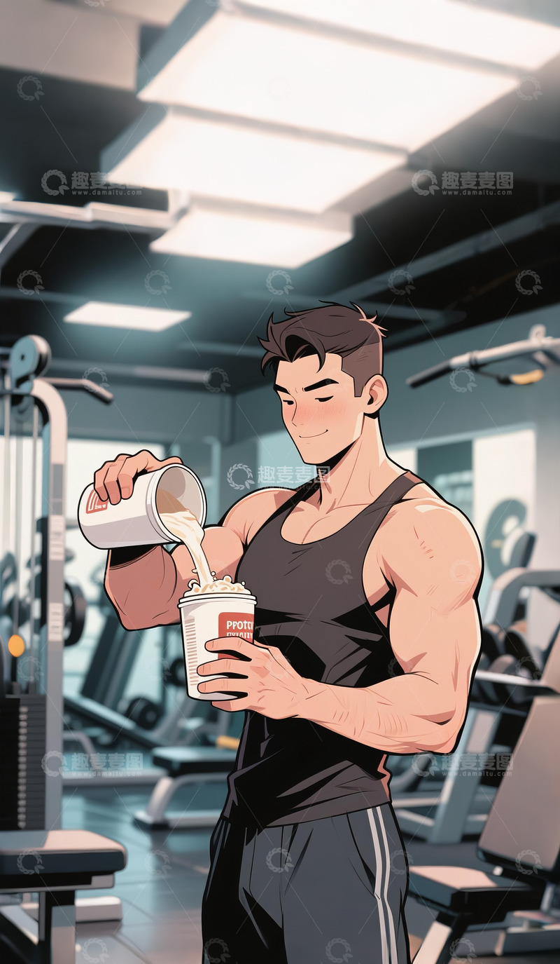 高清大图下载【趣麦麦图】健身的漫画人物8
