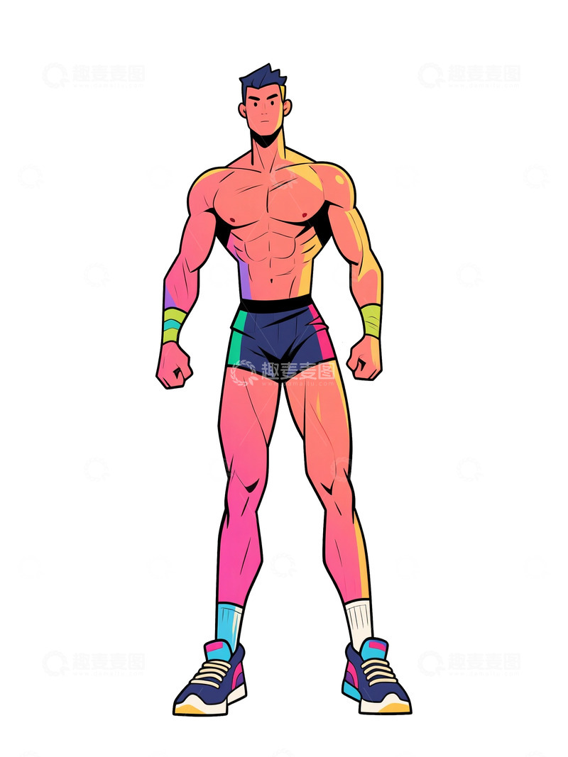 高清大图下载【趣麦麦图】健身的漫画人物21
