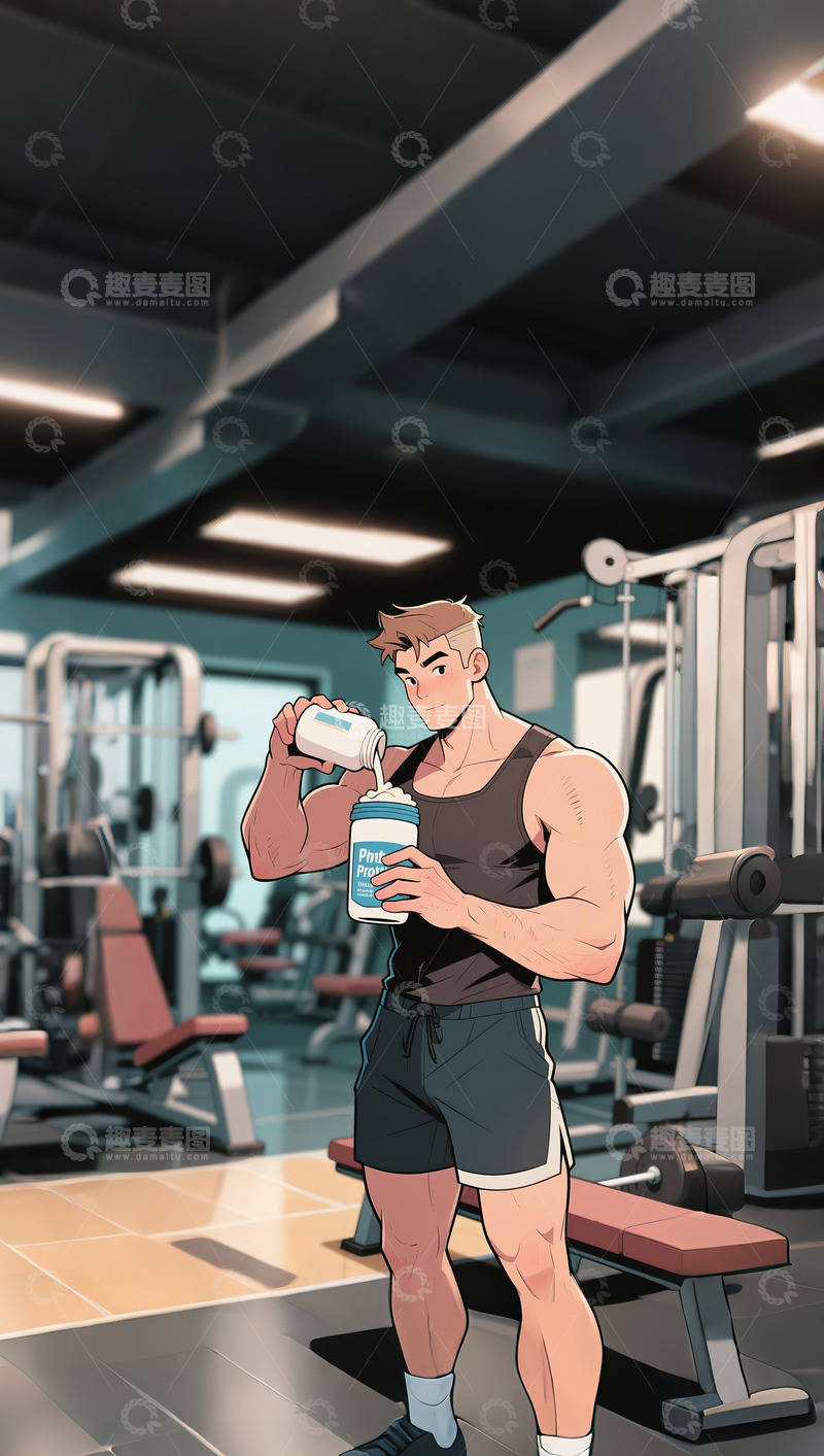 高清大图下载【趣麦麦图】健身的漫画人物11