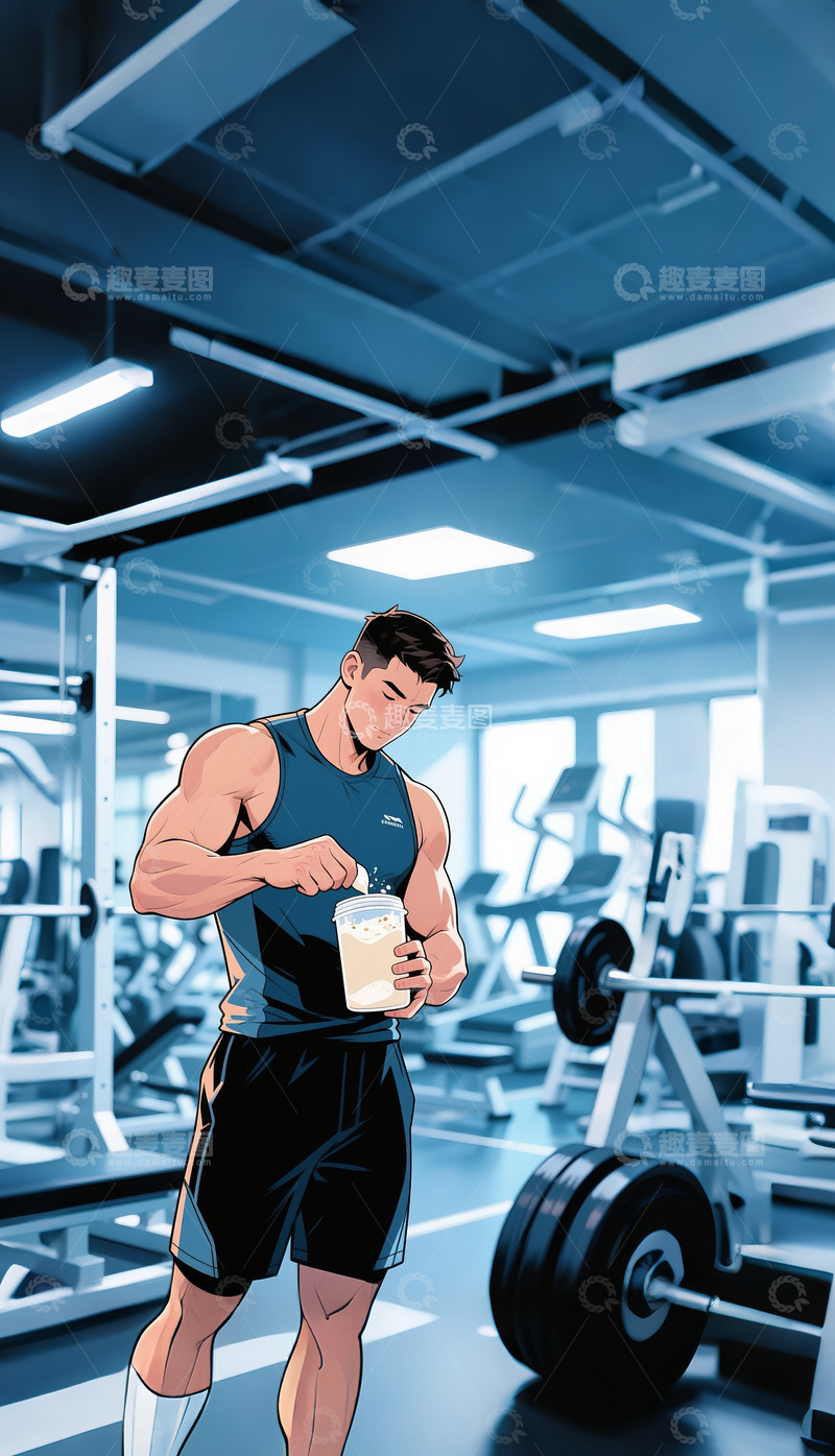 高清大图下载【趣麦麦图】健身的漫画人物12