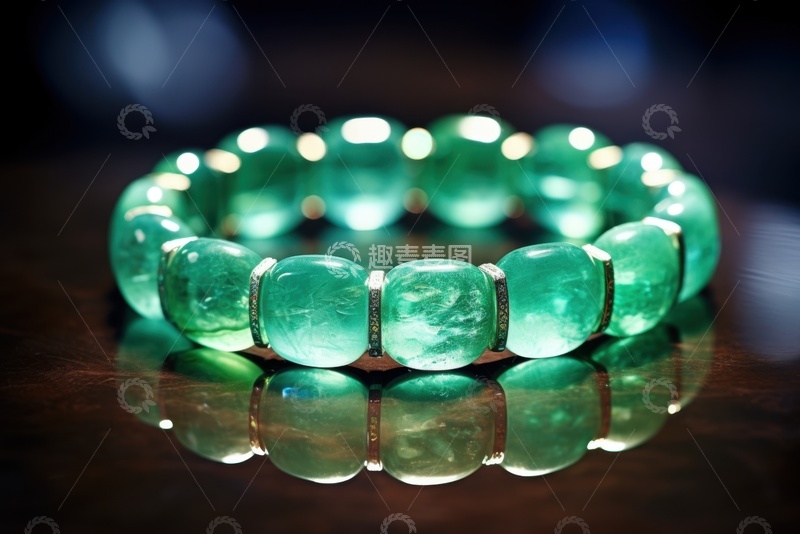 高清大图下载【趣麦麦图】一串碧绿色玉石手链