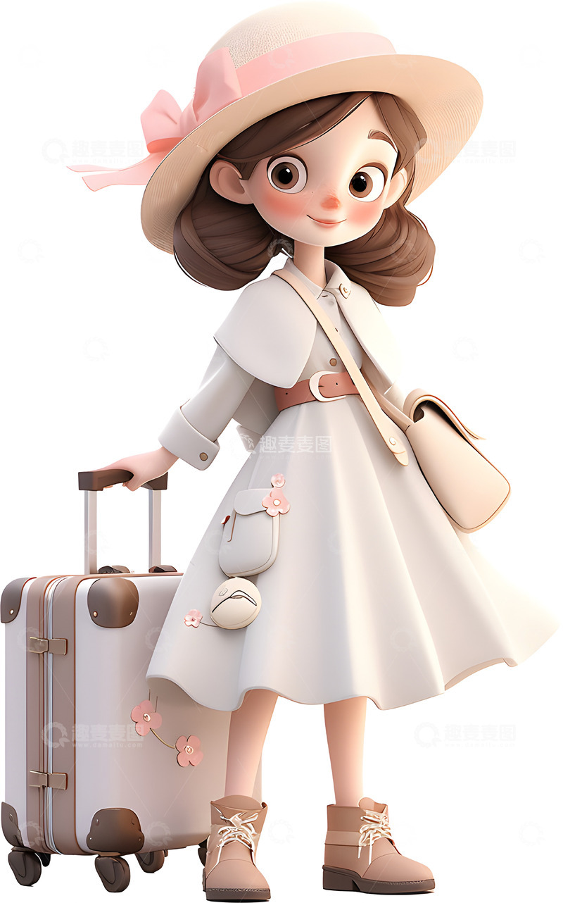 高清大图下载【趣麦麦图】卡通旅游女孩6