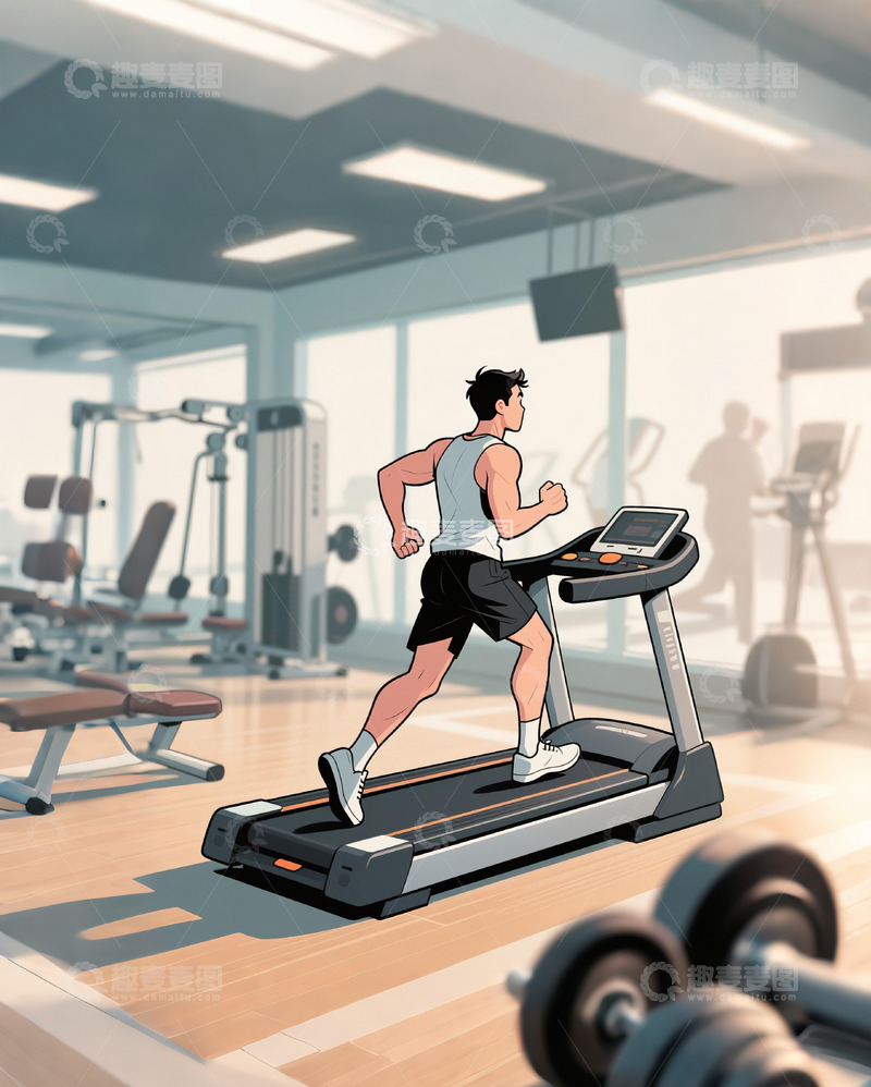 高清大图下载【趣麦麦图】健身的漫画人物6