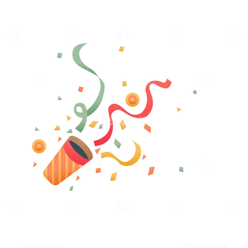 高清大图下载【趣麦麦图】手绘星星彩带礼花筒