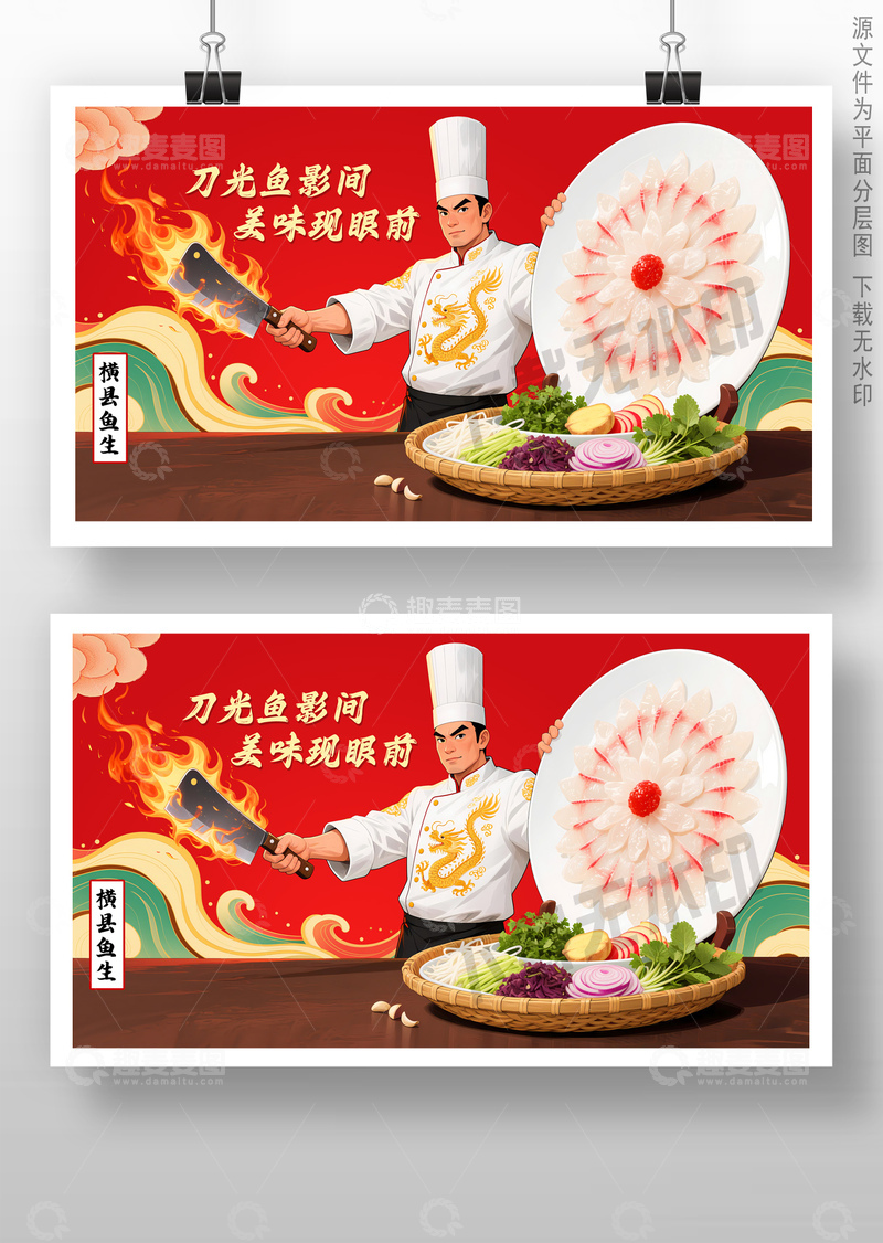 源文件下载【趣麦麦图】横县鱼生广告2