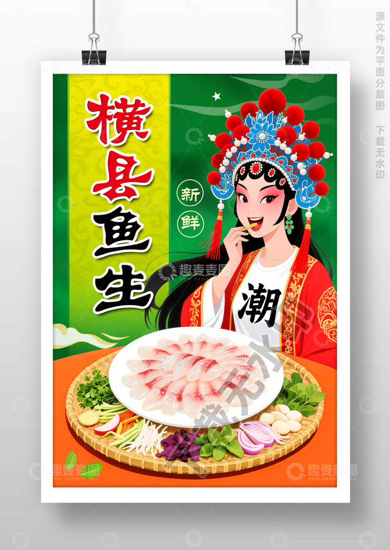 源文件下载【趣麦麦图】横县鱼生广告1