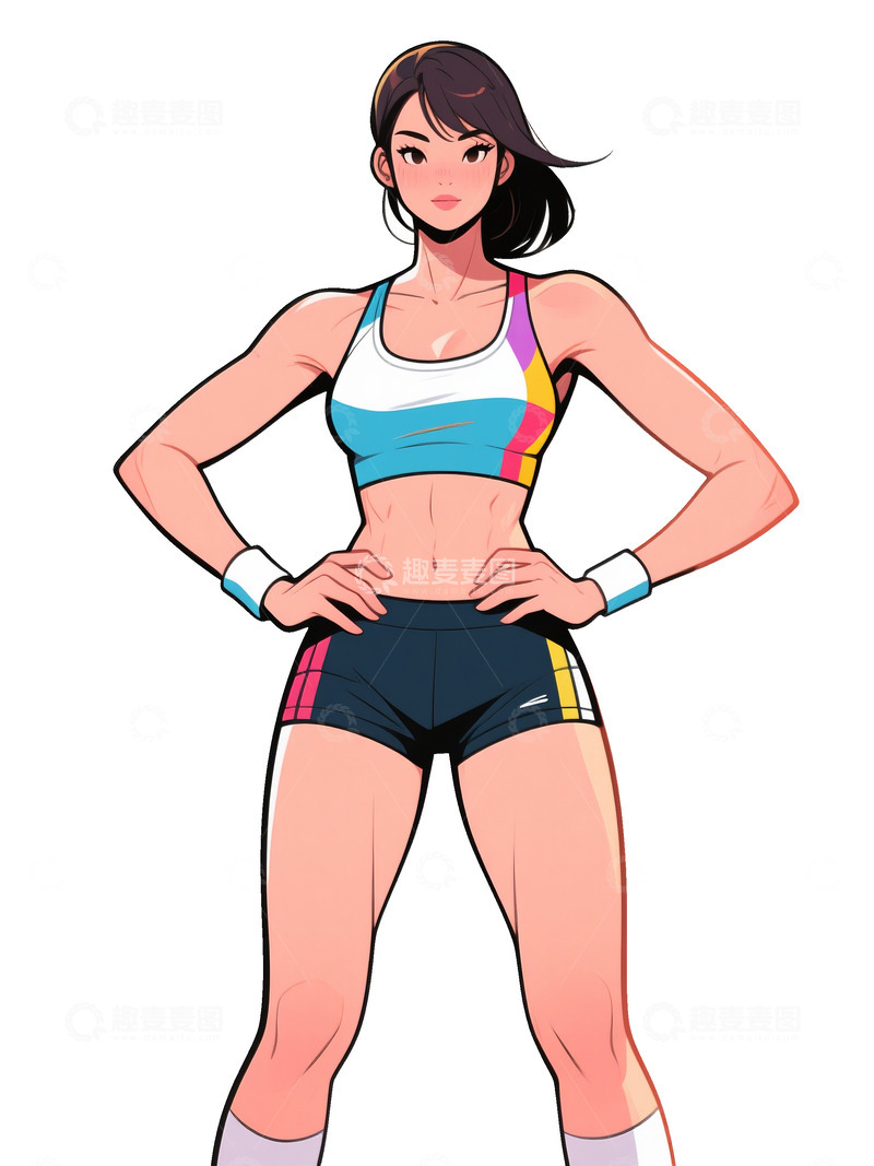 高清大图下载【趣麦麦图】健身的漫画人物4