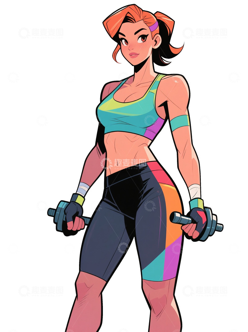 高清大图下载【趣麦麦图】健身的漫画人物2