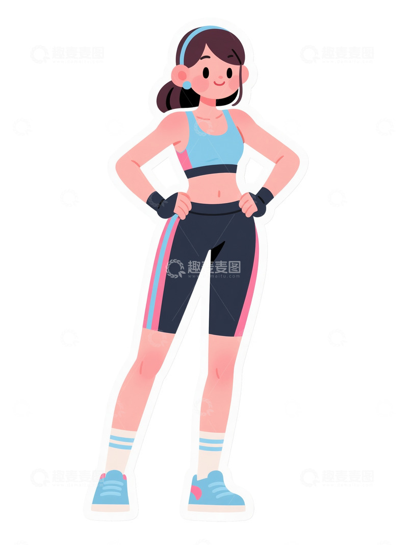 高清大图下载【趣麦麦图】健身的漫画人物