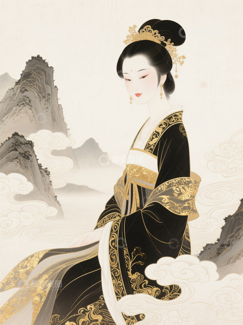 高清大图下载【趣麦麦图】古风美女插画1