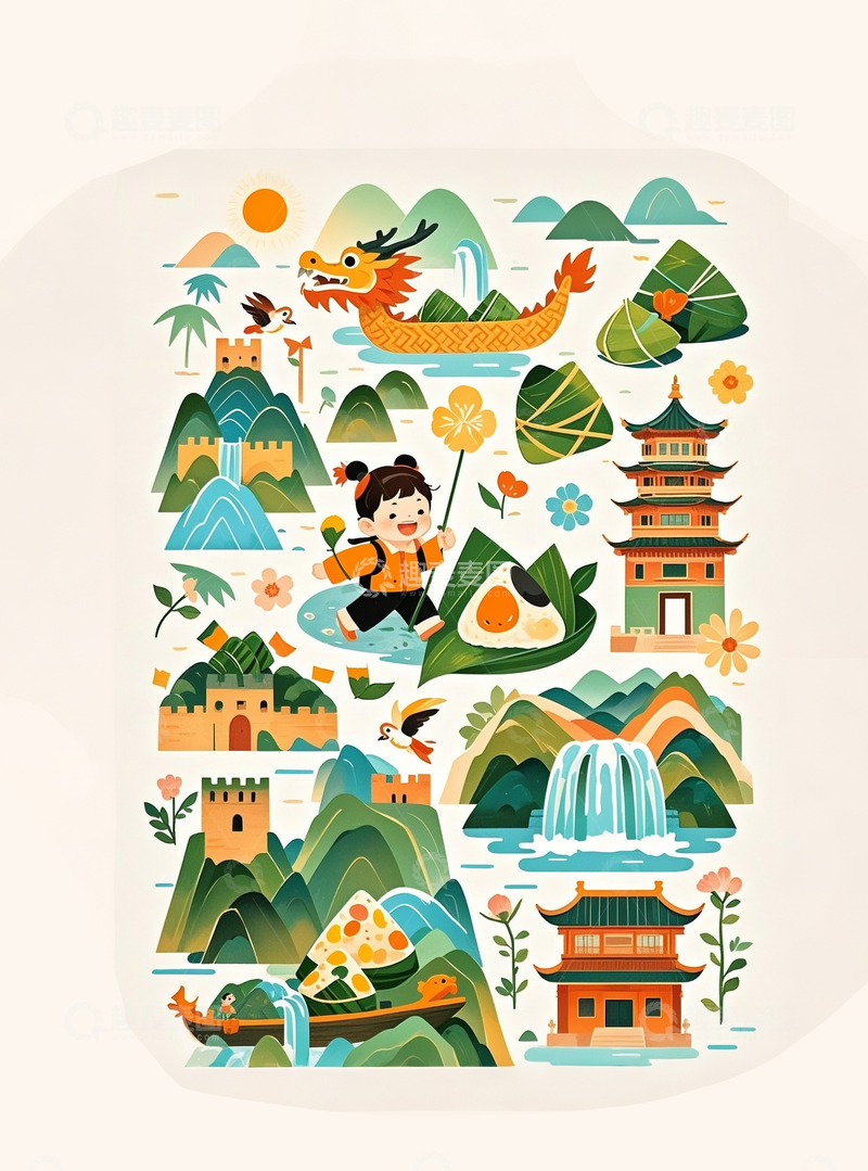 高清大图下载【趣麦麦图】端午节插画27