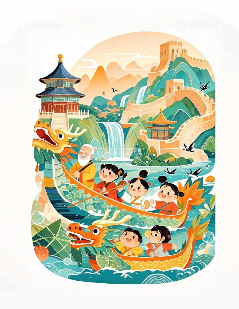 高清大图下载【趣麦麦图】端午节插画26