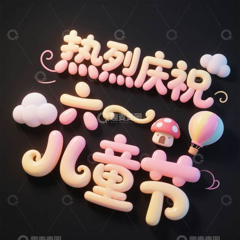 高清大图下载【趣麦麦图】六一  庆祝  字体3