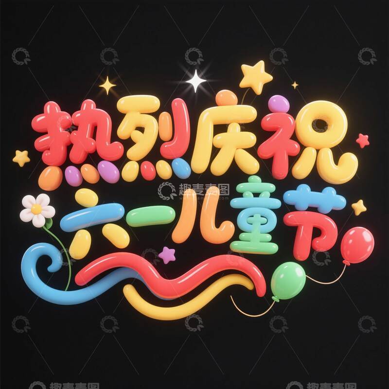 高清大图下载【趣麦麦图】六一  庆祝  字体2