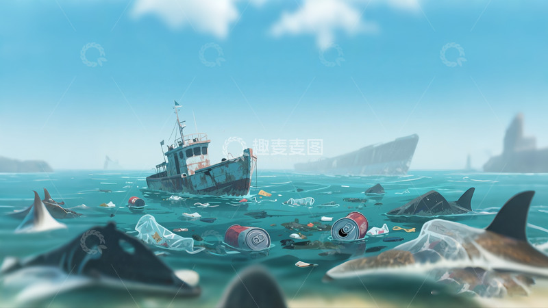 高清大图下载【趣麦麦图】海洋污染1