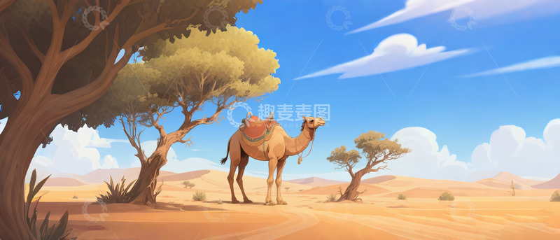 高清大图下载【趣麦麦图】沙漠中的骆驼2