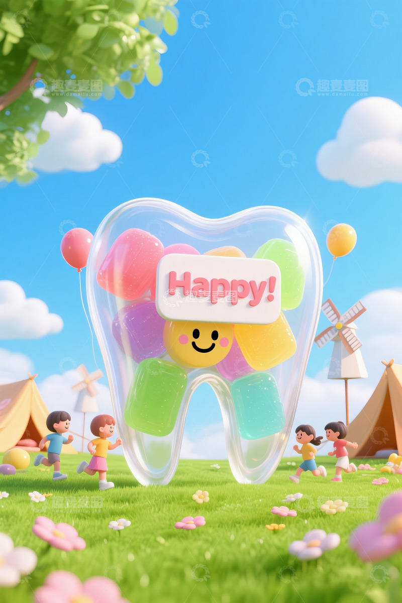 高清大图下载【趣麦麦图】牙科广告图happy