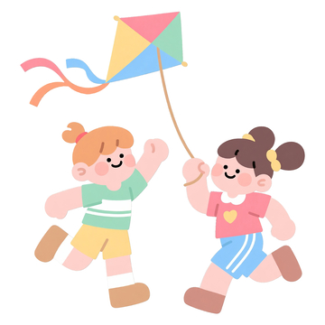 儿童节放风筝玩耍的儿童