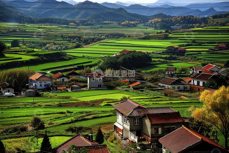 高清大图下载【趣麦麦图】乡村小镇村庄建筑