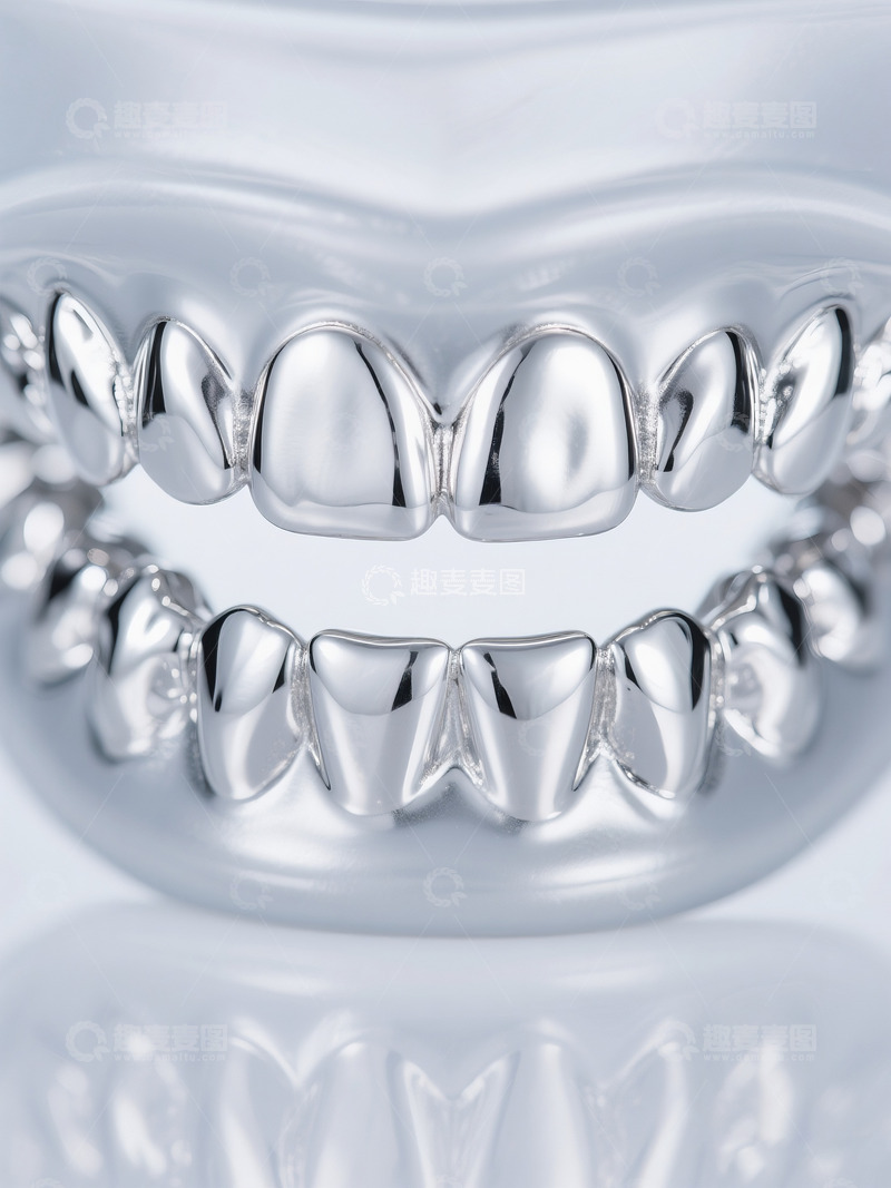 高清大图下载【趣麦麦图】牙科广告图金属质感科技感假牙