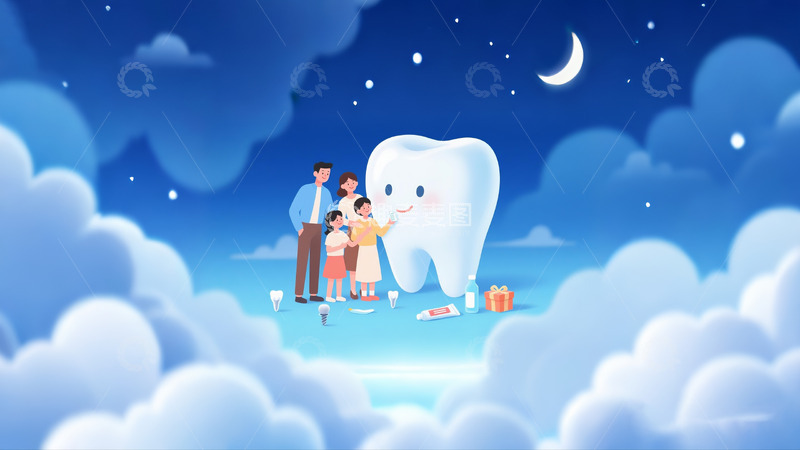 高清大图下载【趣麦麦图】牙科广告图温馨一家人可爱拟人牙齿2