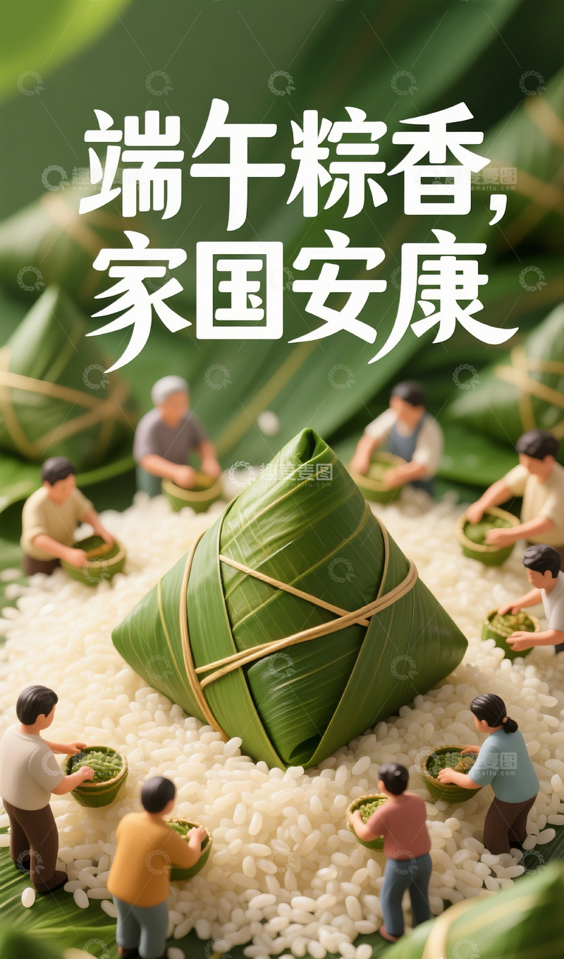 高清大图下载【趣麦麦图】端午粽香 家国安康