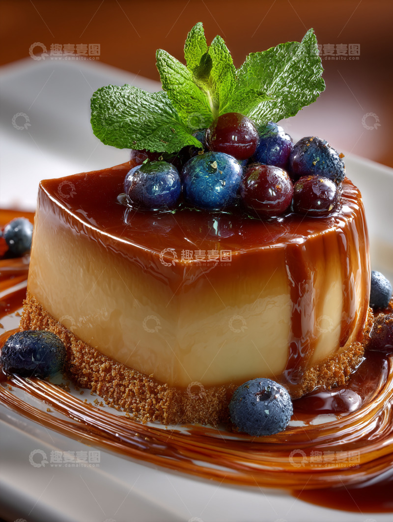 高清大图下载【趣麦麦图】焦糖布丁摄影图1