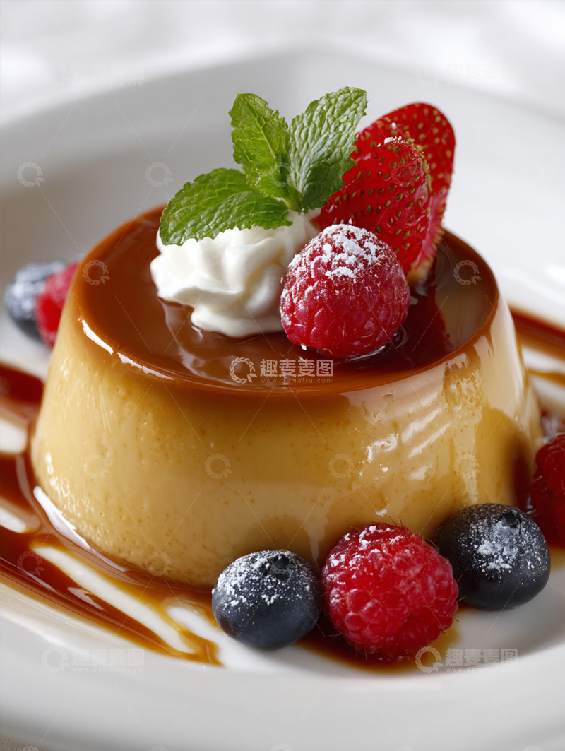 高清大图下载【趣麦麦图】焦糖布丁摄影图